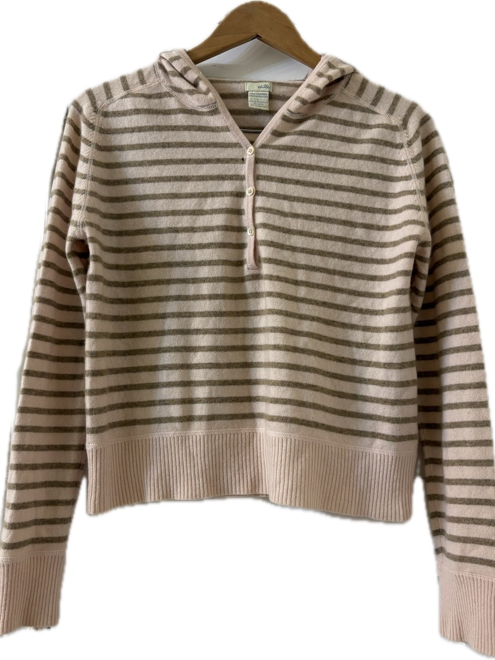 2002 Anthropologie striped Hooded Henley Sweater